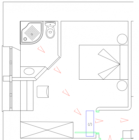 Plano habitación ahizea en casa rural ecológica Kaaño etxea, Navarra