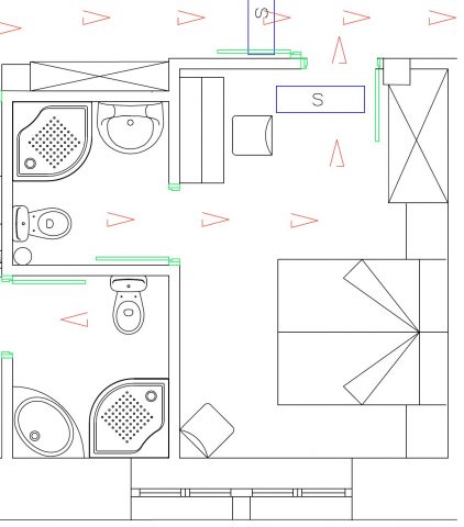 Plano habitación egurra en casa rural ecológica Kaaño etxea, Arrarats, Basaburua,Navarra,Nafarroa
