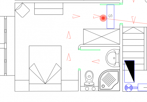 Plano habitación lurra en casa rural ecológica Kaaño etxea, Navarra